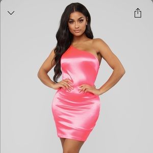 NEON PINK ONE SHOULDER DRESS